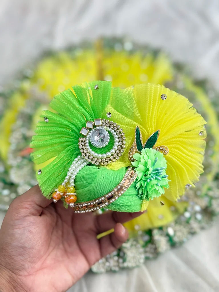 Yellow parrot poshak with Mukut