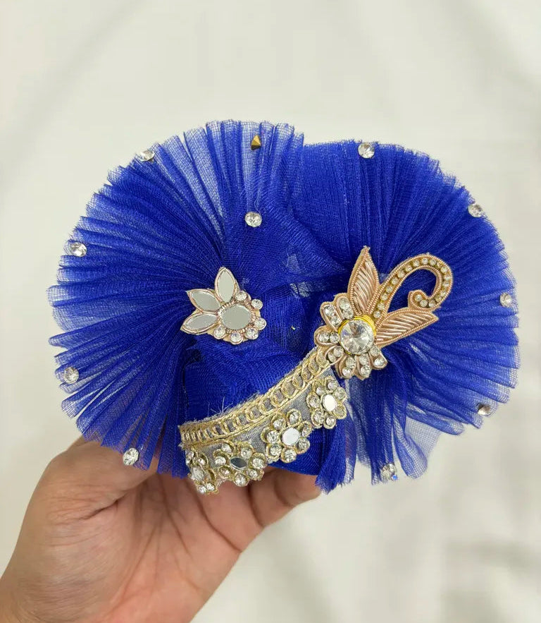 Blue Mirror Work Designer Dress for Radha Ashtami