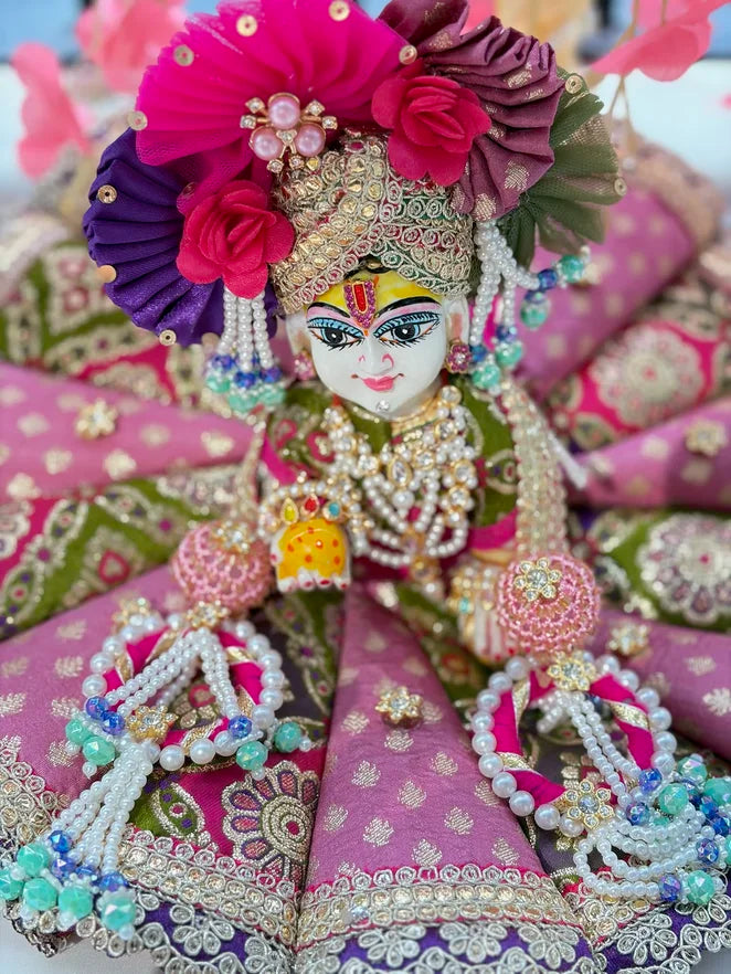 Purple and green kali poshak