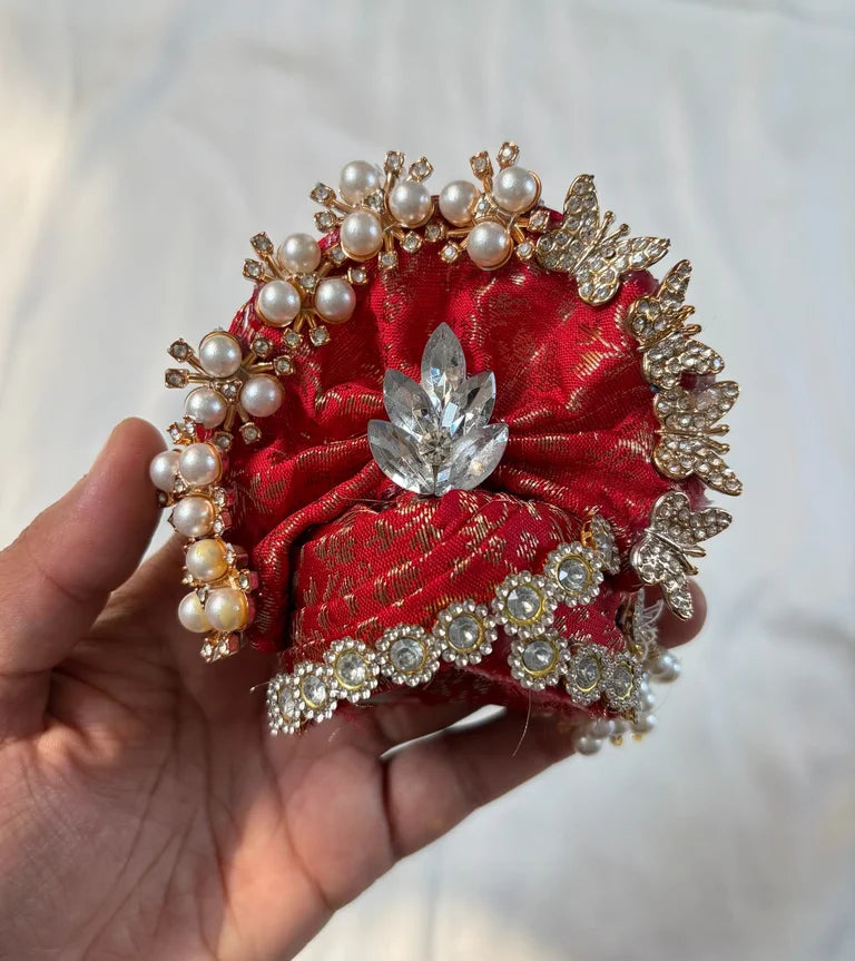 Red Brocade Poshak with Mukut