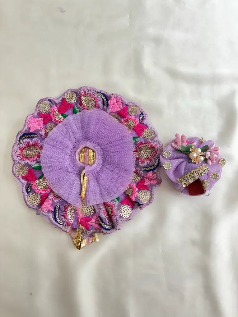 Lavender Embroidered Lace Poshak with Mukut