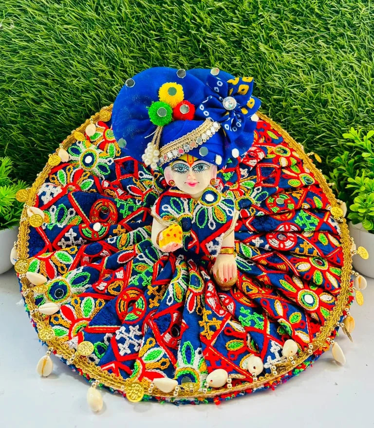 Blue handwork gujrati poshak