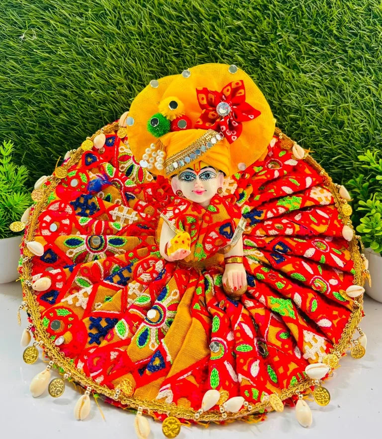 Mustard handwork gujrati poshak