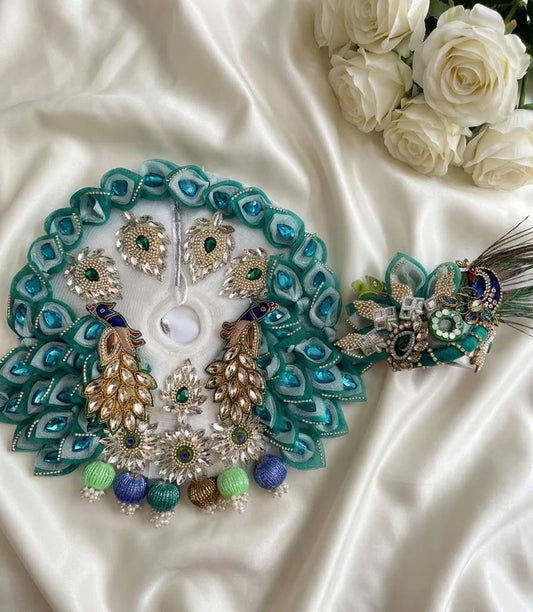 Rama green and white peacock poshak