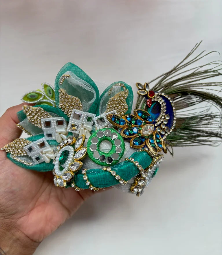 Rama green and white peacock poshak