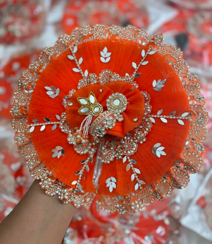 Orange Mirror Laddu Gopal Designer Dress for Janmashtami