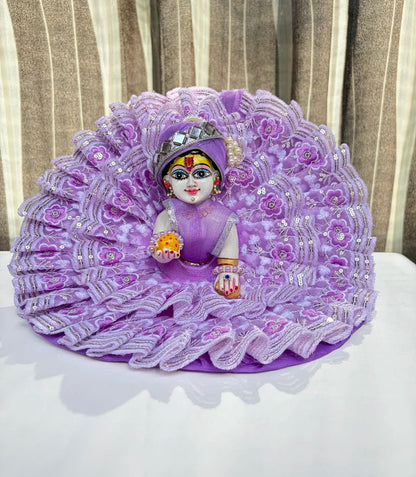 Lavender Floral Designer Poshak with Sequins work & Mukut
