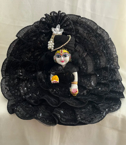 Black Sequins Work Poshak with Mukut