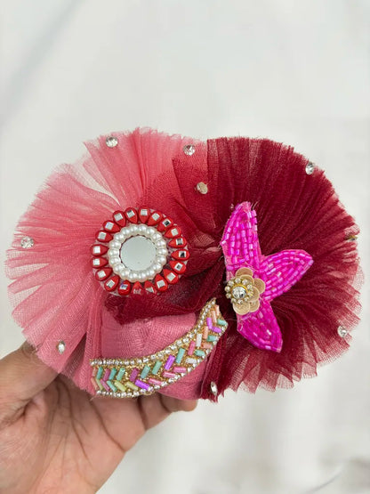 Marron Red Laddu Gopal Poshak with Lotus Patch