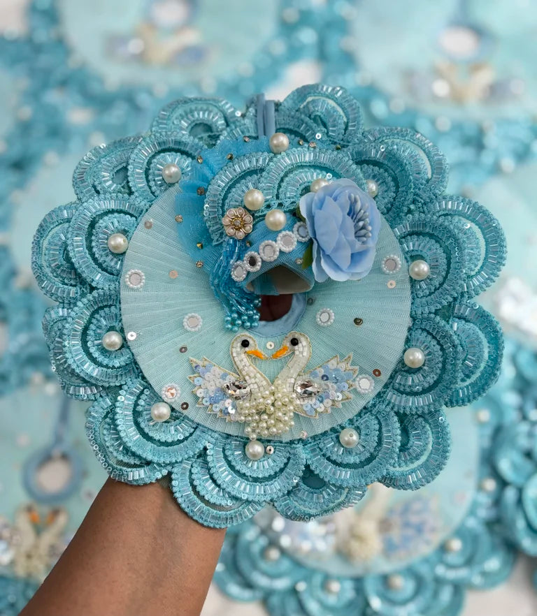 Royal Sky Blue Swan Poshak with Mukut and Patka