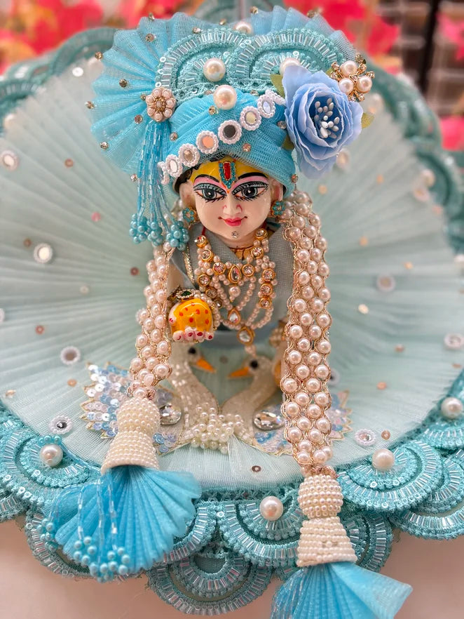 Royal Sky Blue Swan Poshak with Mukut and Patka