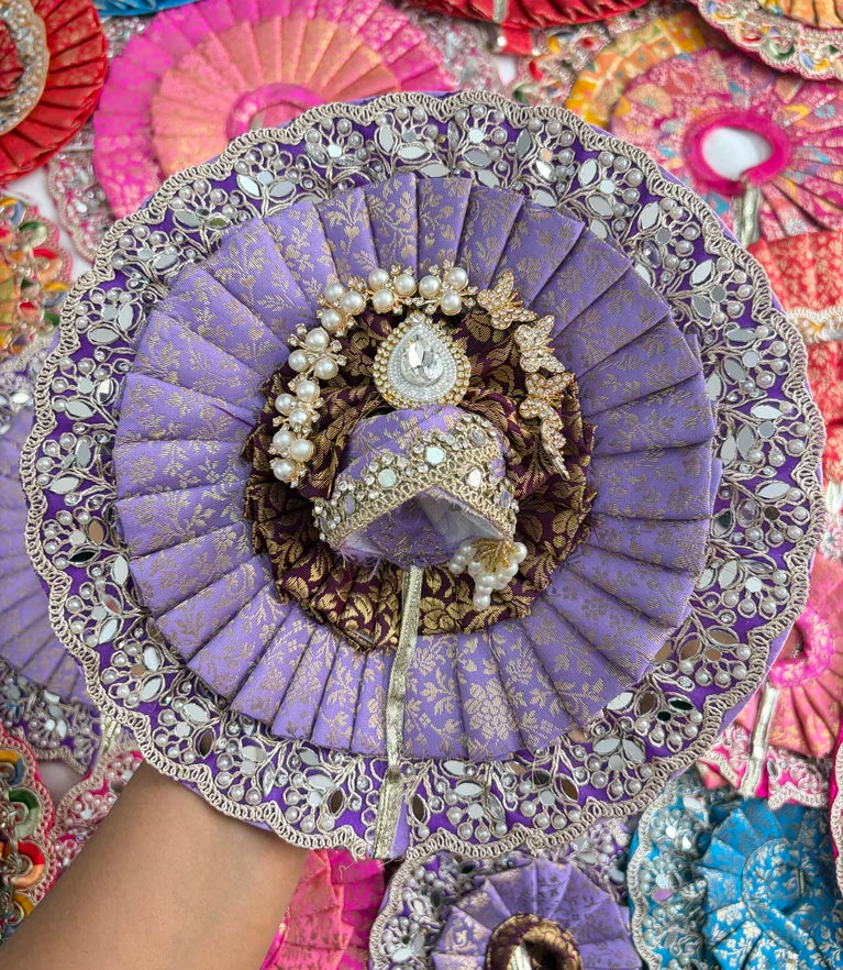 Lavender Brocade Poshak with Mukut