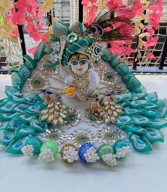 Rama green and white peacock poshak