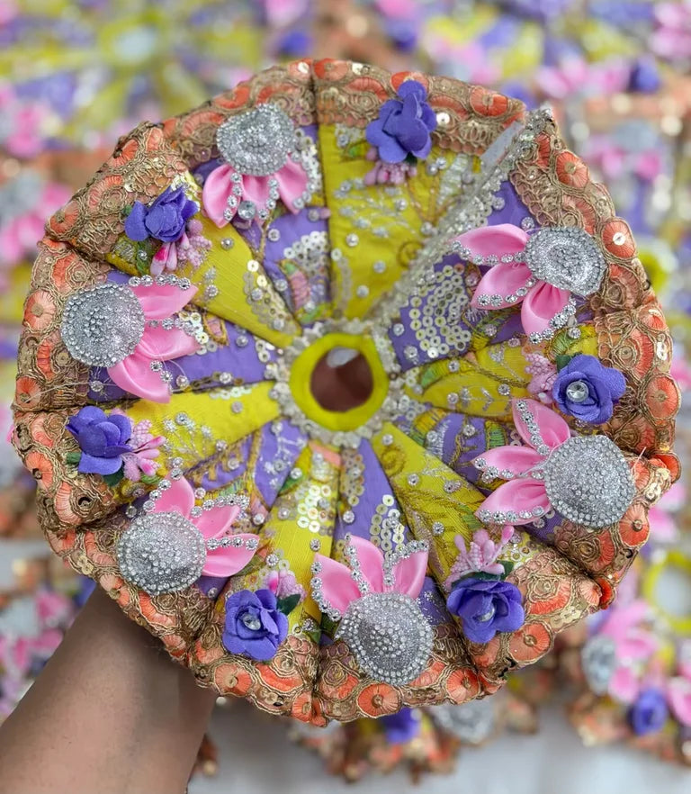 Lemon purple cone poshak with mukut