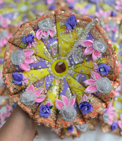 Lemon purple cone poshak with mukut