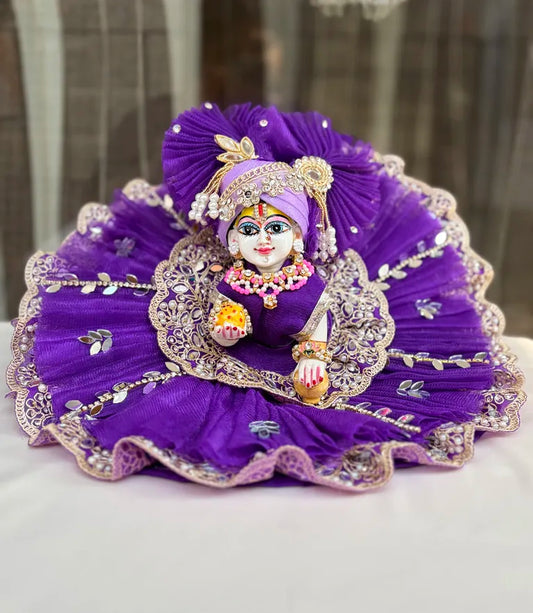 Purple Mirror Laddu Gopal Designer Dress for Janmashtami