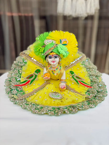 Yellow parrot poshak with Mukut