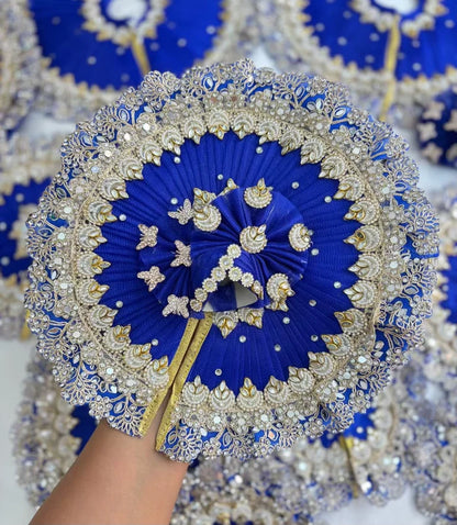 Royal Blue Kundan Mirror Work Poshak