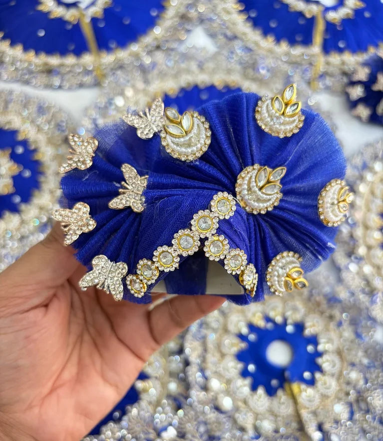 Royal Blue Kundan Mirror Work Poshak