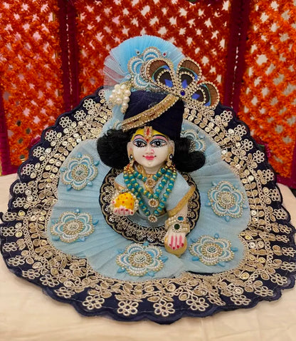Blue Net Poshak for Radha Ashtami With Mukut and Kalangi
