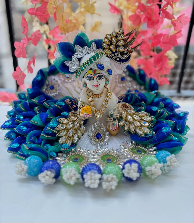 Blue and Green Designer Laddu Gopal Poshak