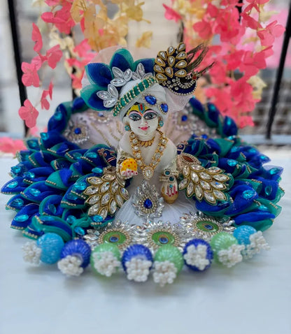 Blue and Green Designer Laddu Gopal Poshak