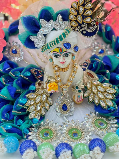 Blue and Green Designer Laddu Gopal Poshak
