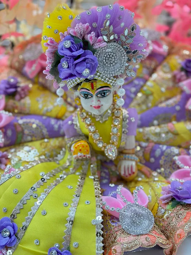 Lemon purple cone poshak with mukut
