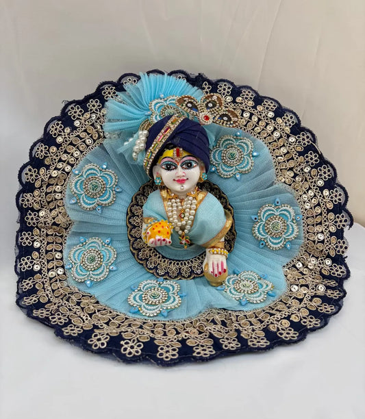 Blue Net Poshak for Radha Ashtami With Mukut and Kalangi
