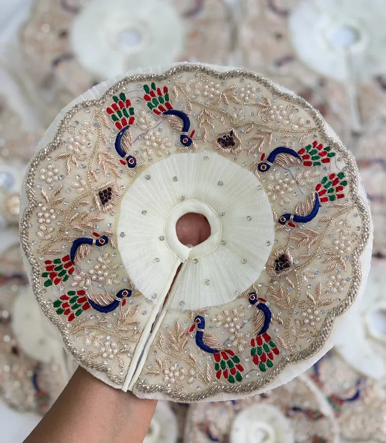 White peacock handwork with patka