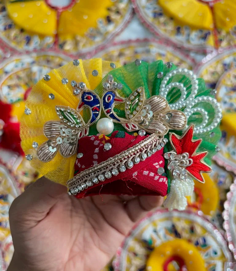 Yellow peacock handwork with patka