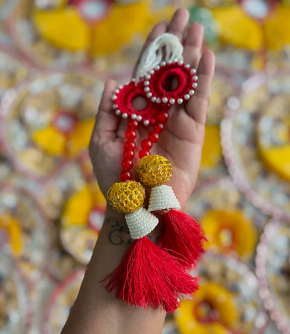 Yellow peacock handwork with patka