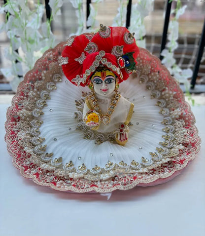 Off white and red chand kundan poshak