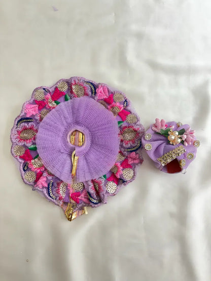 Lavender Embroidered Lace Poshak with Mukut