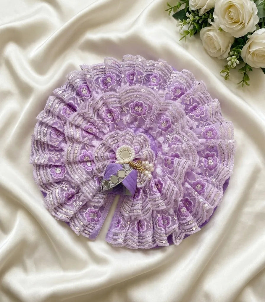 Lavender Floral Designer Poshak with Sequins work & Mukut