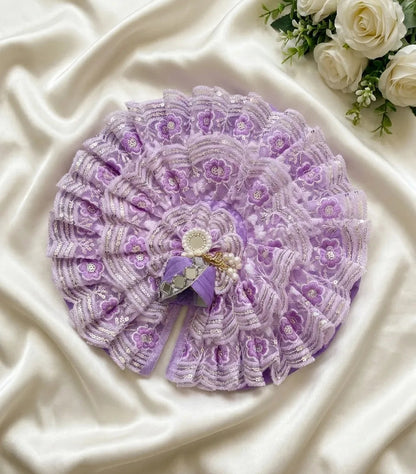 Lavender Floral Designer Poshak with Sequins work & Mukut