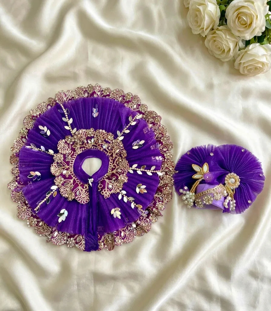 Purple Mirror Laddu Gopal Designer Dress for Janmashtami