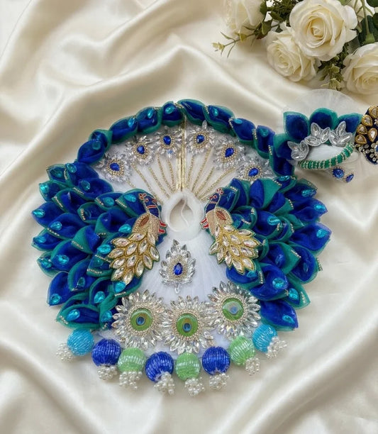 Blue and Green Designer Laddu Gopal Poshak