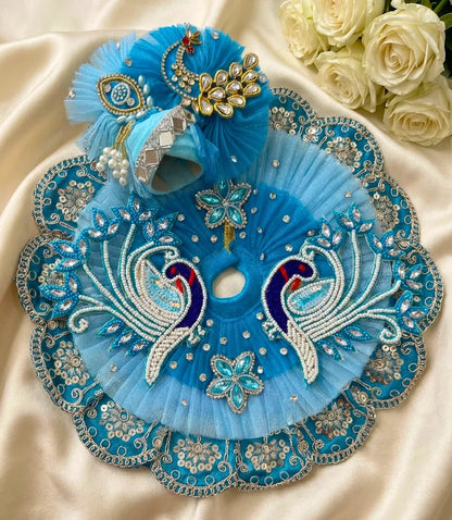 Blue Peacock Theme Designer Poshak for Janmashtami