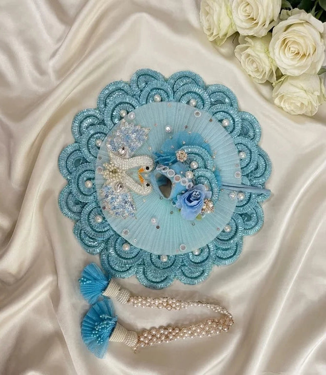 Royal Sky Blue Swan Poshak with Mukut and Patka