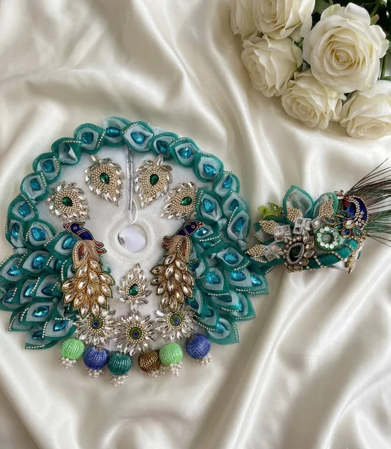 Rama green and white peacock poshak