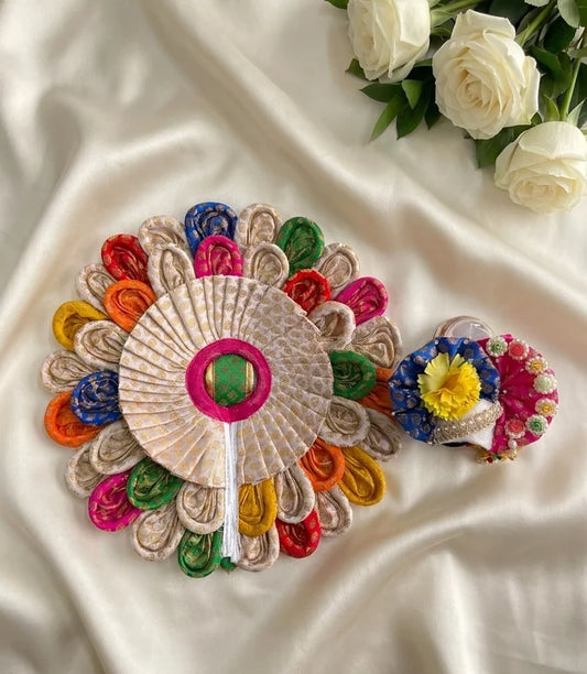 Multicolor Laddu Gopal Poshak with Mukut