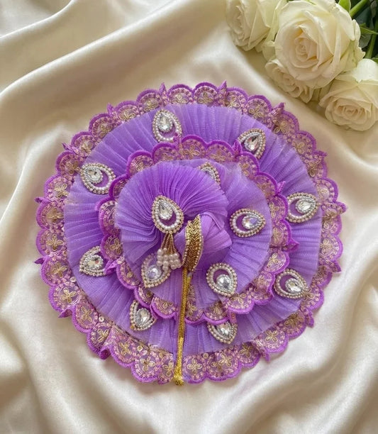Lavender Net Laddu Gopal Poshak with Mukut