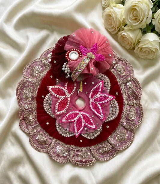 Marron Red Laddu Gopal Poshak with Lotus Patch