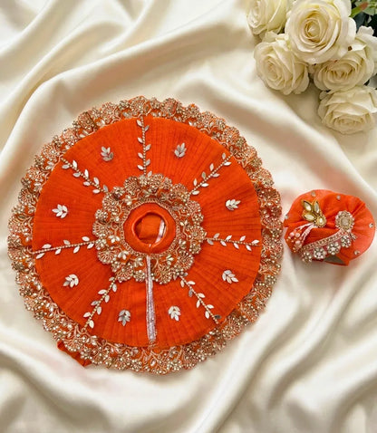 Orange Mirror Laddu Gopal Designer Dress for Janmashtami
