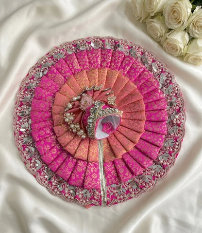Pink and Peach Brocade Poshak With Mukut