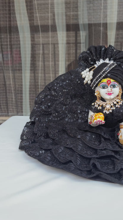 Black Sequins Work Poshak with Mukut