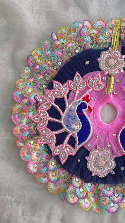 Navy Blue and Pink Peacock Laddu Gopal Poshak