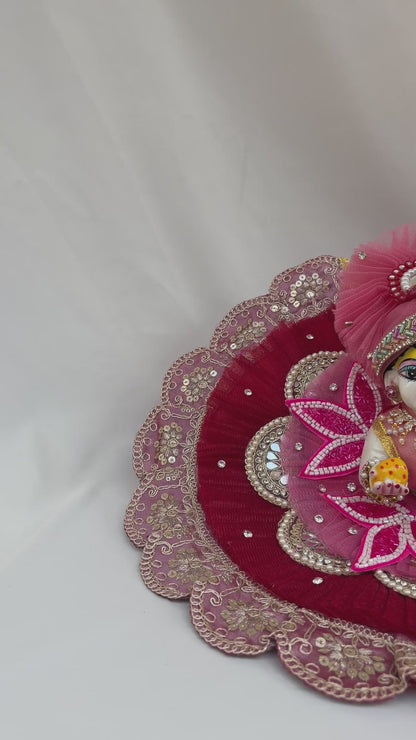 Marron Red Laddu Gopal Poshak with Lotus Patch