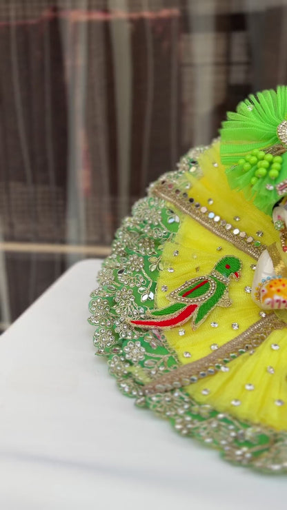 Yellow parrot poshak with Mukut